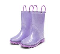 DREAM PAIRS KIDS Iridescent Wellies | Waterproof Puddle Fun, Iridescent Finish Style, Easy Pull Loops Small Hands, Grippy Outsole Safety