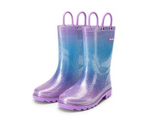 DREAM PAIRS KIDS Iridescent Wellies | Waterproof Puddle Fun, Iridescent Finish Style, Easy Pull Loops Small Hands, Grippy Outsole Safety