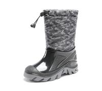 DREAM PAIRS Kids Mid Calf Snow Boots Waterproof Winter Boots, Plush Lined Warm Ankle Boots with Slip-Resistant Sole & Zipper Closure,Size 12 Little Kid,Gray/Black,SDSB2403K