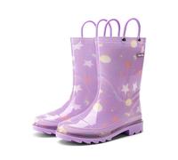 DREAM PAIRS Kids Rain Boots Cute Lightweight Waterproof with Pull-on Handles for Girls & Boys Toddler Outdoor Play,Size 2 Big Kid,Purple,KKUMRB2507