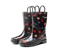 DREAM PAIRS Kids Rain Boots Cute Lightweight Waterproof with Pull-on Handles for Girls & Boys Toddler Outdoor Play,Size 12 Little Kid,Black,KKUMRB2507