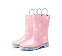 DREAM PAIRS Kids Rain Boots Cute Lightweight Waterproof with Pull-on Handles for Girls & Boys Toddler Outdoor Play,Size 7 Little Kid,Pink,KKUMRB2507