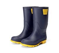 DREAM PAIRS Kids Rain Boots Easy-On Lightweight Non-Slip Outsole for Boys & Girls Outdoor Rainy Day Play,Size 6 Little Kid,Navy/Yellow,KKUMRB2506