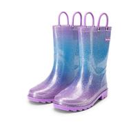 DREAM PAIRS Kids Rain Boots Wellies for Kids Boys Girls Wellington Lightweight Boots with Easy on Handle Waterproof Playing Rain Boot Unisex-Child,Size 2 Big Kid,Purple/Pink/Blue,KKEMRB2501