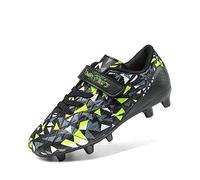 DREAM PAIRS Kids Soccer Cleats,Black/Neon Green,4 Big Kid