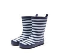 DREAM PAIRS Kids Wellies Waterproof with Stripe Design, Easy On Pull Tab, Soft Lined, Non Slip Sole for Toddler Boys Girls,Size 8 Little Kid,Navy,KKUMRB2504