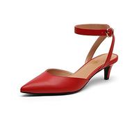 DREAM PAIRS Low Heels for Women Wedding Dress Low Heels Closed Toe Pump Shoes DPU215,Size 8,Fire/Red,DPU215