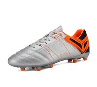 DREAM PAIRS Men's Outdoor Athletes Cleats Football Boots Soccer Shoes Sneakers and Teen Training,Size 9.5,Silver/Orange/Black,160471-M