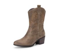 DREAM PAIRS Mid Calf Cowboy Cowgirl Boots for Women,Camel,6.5