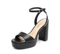 DREAM PAIRS Platform High Heels for Women | chunky heel with platform, 4mm latex cushioned insole, anti-slip rubber outsole, sleek strap design