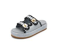 DREAM PAIRS Platform Sandals Women Raffia Espadrilles Summer Comfortable Wedge Sandals Beach Vacation Adjustable Buckle Cute Slide Sandals,Size 6,Blue,SDWS26010W