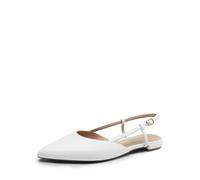 DREAM PAIRS Slingback Flats for Women, Pointed-Toe Elegant Women's Ballet Flats with Buckle Strap, Classic Low Heel Dress Shoes for Casual Work Office Party,Size 6.5,White-Pu,DWUMFA2504
