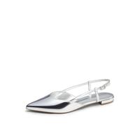 DREAM PAIRS Slingback Flats for Women, Pointed-Toe Elegant Women's Ballet Flats with Buckle Strap, Classic Low Heel Dress Shoes for Casual Work Office Party,Size 5.5,Silver-Pat,DWUMFA2504