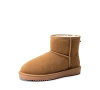 DREAM PAIRS Snow Boots for Women Genuine Suede Anti-Slip Warm Winter Booties Slip On Memory Foam Comfort Ankle Boots FuzzyClassicⅡ,Size 4,Chestnut,SDSB2432W