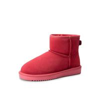 DREAM PAIRS Snow Boots for Women Genuine Suede Anti-Slip Warm Winter Booties Slip On Memory Foam Comfort Ankle Boots FuzzyClassicⅡ,Size 4.5,Red,SDSB2432W