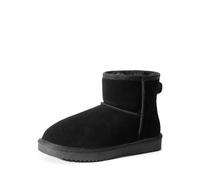 DREAM PAIRS Snow Boots for Women Genuine Suede Anti-Slip Warm Winter Booties Slip On Memory Foam Comfort Ankle Boots FuzzyClassicⅡ,Size 6,Black,SDSB2432W