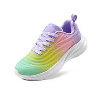 DREAM PAIRS Trainers for Boys Girls Lace-up Athletic Sneakers Durable Kids Running Shoes,Size 2 Big Kid,Rainbow/Purple,SDRS2330K