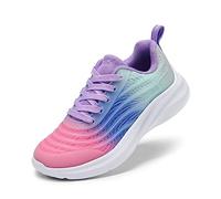 DREAM PAIRS Trainers for Boys Girls Lace-up Athletic Sneakers Durable Kids Running Shoes,Size 2 Big Kid,Pink/Blue/Light Green,SDRS2330K