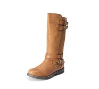 DREAM PAIRS Unisex-Child Black Buckle Knee High Riding Boots,Size 2 Big Kid,Tan,LUCKID-03