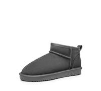 DREAM PAIRS Winter Boots for Women Mini Boot Genuine Suede Faux Fur Lining Water Resistant Warm Snow Boots Slip On Memory Foam Comfort Booties FuzzyClassic,Size 6,Grey,SDSB2405W
