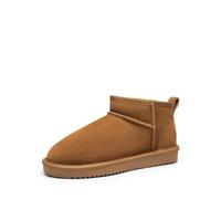 DREAM PAIRS Winter Boots for Women Mini Boot Genuine Suede Faux Fur Lining Water Resistant Warm Snow Boots Slip On Memory Foam Comfort Booties FuzzyClassic,Size 9,Chestnut,SDSB2405W