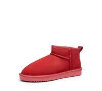 DREAM PAIRS Winter Boots for Women Mini Boot Genuine Suede Lining Water Resistant Warm Snow Boots Slip On Memory Foam Comfort Booties FuzzyClassic,Size 8,Red,SDSB2405W