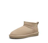 DREAM PAIRS Winter Boots for Women Mini Boot Genuine Suede Lining Water Resistant Warm Snow Boots Slip On Memory Foam Comfort Booties FuzzyClassic,Size 3,Sand,SDSB2405W
