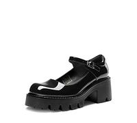 Dream Pairs Women Buckle Strap Round Toe Mary Janes,Black-Pat,8