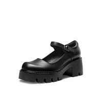 Dream Pairs Women Buckle Strap Round Toe Mary Janes,Black-Pu,8