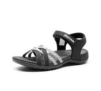DREAM PAIRS Women Comfort Hiking Sandals,Black/Light Grey,7