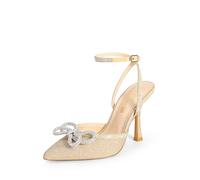 DREAM PAIRS Women High Pointed Closed Toe Strappy Bow Heels | Sexy Rhinestone Ankle Strap Pumps Wedding Bridal Party Dress Shoes