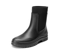 DREAM PAIRS Women Outdoor Wellies Chelsea Rain Boots | 3mm thick sole, matte PVC upper with Lycra fabric, kick-proof toe, spliced design for commuting or gardening
