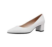 DREAM PAIRS Women’s Chunky Low Block Heels,Creamy/White/Pu,6.5