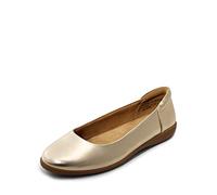 DREAM PAIRS Women’s Comfortable Ballet Shoes with Arch Support, Ladies' Dressy Work Flats, Round Toe Slip on Office Shoes,Size 5,Gold,SDFA2312W