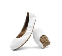 DREAM PAIRS Women’s Fold Up Shoes, Ballet Flats, Foldable Round Toe Dressy Comfortable Slip On Dress Shoes and Party Shoes,Size 7,White,DWUMFA2501