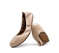 DREAM PAIRS Women’s Fold Up Shoes, Ballet Flats, Foldable Round Toe Dressy Comfortable Slip On Dress Shoes and Party Shoes,Size 9,Nude,DWUMFA2501