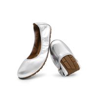 DREAM PAIRS Women’s Fold Up Shoes, Ballet Flats, Foldable Round Toe Dressy Comfortable Slip On Dress Shoes and Party Shoes,Size 7,Silver,DWUMFA2501