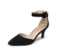 DREAM PAIRS Women‘s Kitten Heels Ankle Strap Pumps | 2.5" Kitten Heel, Classic Closed Pointed Toe, Ankle Strap, Soft Insole, Versatile for Wedding Party Work