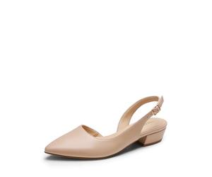 DREAM PAIRS Women‘s Slingback Flats Dress Shoes | 1.1" Low Block Heels, Pointed Toe, Adjustable Buckle Slingback, Non-Slip Outsole