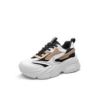 DREAM PAIRS Women Trainers Chunky Trainer Casual Platform Fashion Sneaker,Size 7.5,Black/Tan,SDFN2406W
