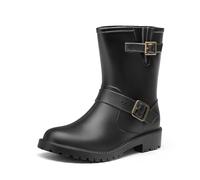 DREAM PAIRS Women Wellies Wide-Calf Ankle Rain Boots,Black,5