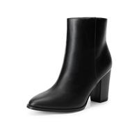 DREAM PAIRS Women's Ankle Boots Chunky Block Heel Booties,Size 9,Black/Pu,ANITA