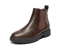 DREAM PAIRS Women's Ankle Chelsea Waterproof Women Walking Leather Comfy Ladies Boots DAB213,Size 4,Brown/Pu,DAB213