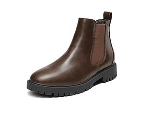 DREAM PAIRS Women's Ankle Chelsea Waterproof Women Walking Leather Comfy Ladies Boots,Size 5.5,Brown/Pu,DAB213