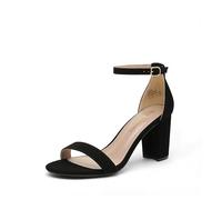 DREAM PAIRS Women's Ankle Strap Block Heels Sandals Chunky Party Shoes,Size 7.5,Black/Nubuck,CHUNK