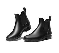 DREAM PAIRS Women's Ankle Wellies Chelsea Rain Boot | PVC waterproof, non-slip lug, flexible/durable, Chelsea style, elastic sides and rear pull tab