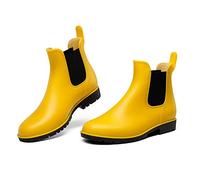DREAM PAIRS Women's Ankle Wellies Chelsea Rain Boot | PVC waterproof, non-slip lug, flexible/durable, Chelsea style, elastic sides and rear pull tab