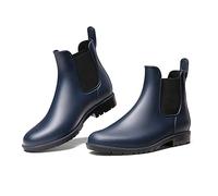 DREAM PAIRS Women's Ankle Wellies Chelsea Rain Boot | PVC waterproof, non-slip lug, flexible/durable, Chelsea style, elastic sides and rear pull tab