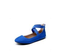 DREAM PAIRS Womens Ballerina Flat Fashion Elastic Ankle Straps Cross Strap Round Toe Comfy Ballet Pumps Dolly Shoes,Size 4,Royal/Blue,Sole_Stretchy
