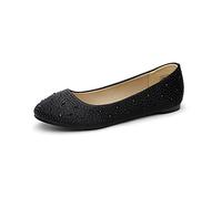 DREAM PAIRS Womens Ballet Flat Slip-on Rhinestone Ballerina Pumps Shoes Loafers,Size 6.5,Black,Sole-Shine